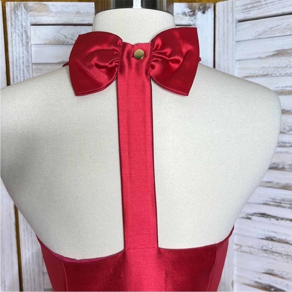 KATE SPADE New York l Barbie Pink Lining Red Satin Bow Back Mini Formal Dress 6